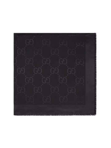 Scialle in lana e seta jacquard con motivo gg