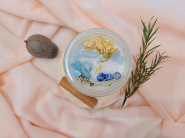 水晶蠟燭 脈輪蠟燭 喉輪 波賽頓