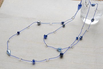 復刻販售．藍色印度光澤珠長項鍊