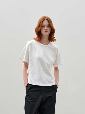 CURVED COTTON T-Shirt_WHITE