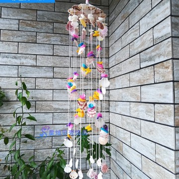 牆面裝飾藝品 D7 彩色夜光海螺貝殼風鈴 田園宿舍入戶吊飾男女通用生日紀念品