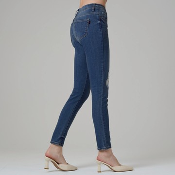 【ERSS】女裝 牛仔褲 女長褲 牛仔長褲 直腳褲 窄版直筒褲 低腰 淺藍【S47038】