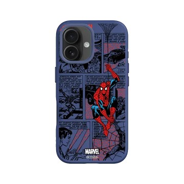 iPhone 16 SolidSuit 濃海藍 - 迪士尼-漫威 Marvel - 蜘蛛人-漫畫風格
