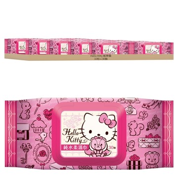 Hello Kitty 凱蒂貓 超純水柔濕巾 30抽 加蓋  1入  10包