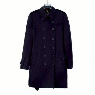 (S) burberry質感棉質排扣風衣黑色外套