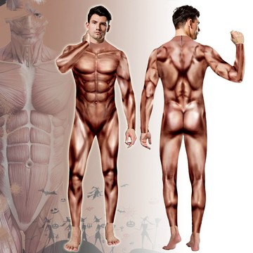小廢物俱樂部 肌肉裝 進擊 巨人 人體肌肉裝 猛男緊身衣 萬聖節服裝 萬聖節裝扮 大人變裝服 變裝派對 cosplay