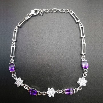 [米蘭精品] 925純銀手鍊鋯石手鏈-六瓣花幾何鏤空個性七夕情人節生日禮物女飾品73zv17