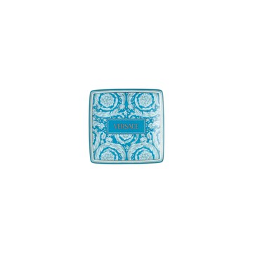 Versace Barocco Teal Coppetta Quadrata Piana 12 Cm