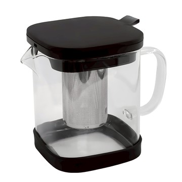 優得 俠客品茶壺 耐熱玻璃 可直接加熱  黑色  1L  1個