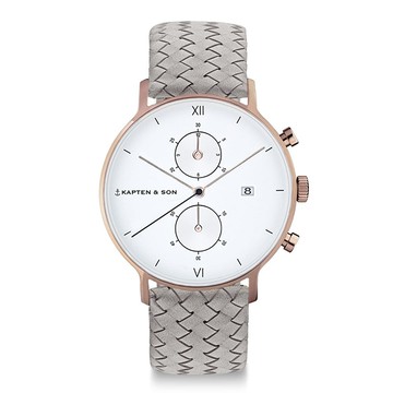 Kapten & Son CHRONO計時系列玫瑰金編織手錶(灰)