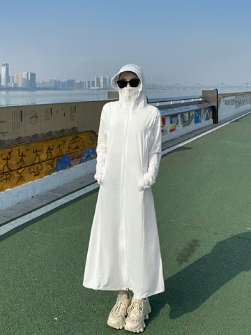 2022新款戶外防曬衣女長款全身防紫外線夏季超長涼感透氣冰絲外套