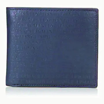 【A/X】2020男時尚阿瑪尼圖案印刷深藍色LOGO皮夾【預購】
