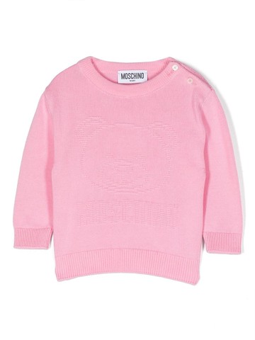 Moschino Kids - Teddy Bear intarsia-knit jumper - kids - Cotton - 18-24 - Pink