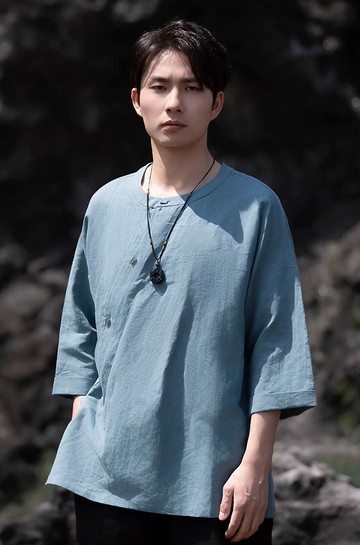 新中式復古 斜門襟短袖襯衫