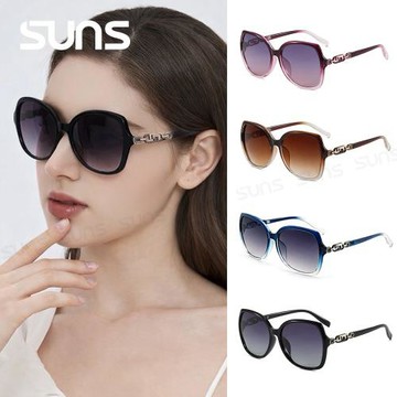 【SUNS】Polarized抗UV 時尚輕奢鑲鑽造型 淑女偏光墨鏡 大框顯小臉 防眩光 抗UV400 S893