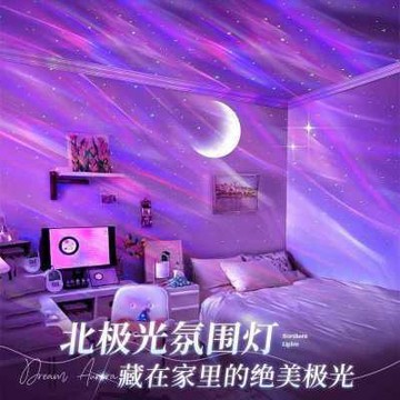 🔥24種會動的燈~星空北極光動態投影 白月光氛圍燈 充插二合一自動變光臥室燈 臥室滿天星浪漫擺件 哄小孩睡覺會動氛圍燈