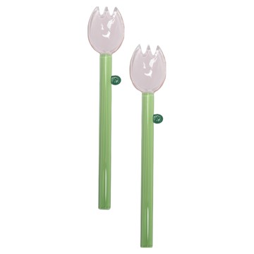 MYUMYU 沐慕家居 玻璃攪拌棒  鬱金香粉色  2個