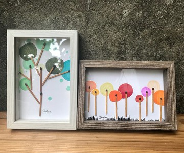 火柴傍樹/作品 插畫 框 裝飾 光芒 拼貼 開店 夏秋 季節 棒棒糖