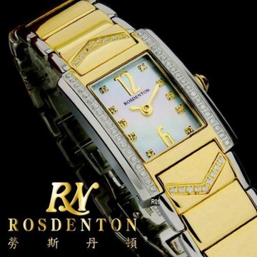 Rosdenton勞斯丹頓公司貨 名媛獨愛/金 晶鑽石英女錶20㎜ R01 (3B01LTB-2B)