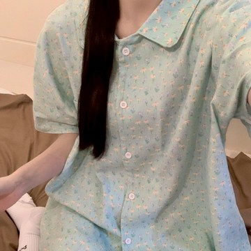 小碎花睡衣套裝 女夏季短袖短褲休閑寬松家居服套裝 居家服 睡衣 女裝 短袖 短褲