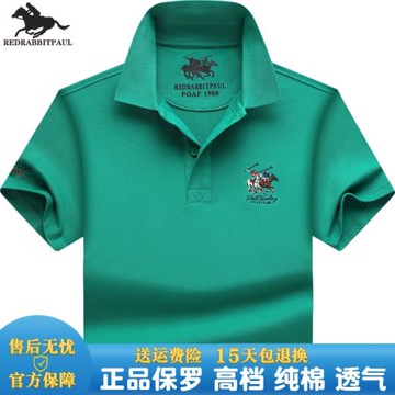 品牌保羅POLO衫男士短袖t恤男裝商務休閑純棉體恤衫綠色上衣夏季