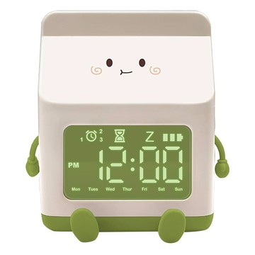 E.B. MADE MK-C 元氣牛奶盒鬧鐘小管家 77x75.59x94.63mm ABS+PC+矽膠  萌芽綠