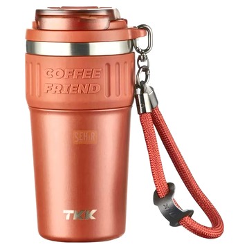 TKK 洛奇系列 316不鏽鋼 x 陶瓷噴塗 630ML 隨身咖啡杯  氣質紅  1個