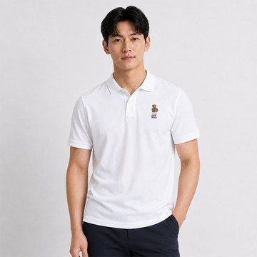 Polo Ralph Lauren RL 熱銷刺繡熊款短袖POLO衫(青年款)-白色