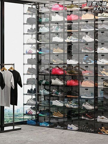 【磁吸側開】透明鞋盒 球鞋收納盒 鞋牆展示櫃 亞克力鞋櫃 拼裝鞋架 多層疊加 防塵防潮 潮玩收藏展示 可定製尺寸