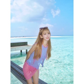 【台灣出貨】款 韓版印花三件套泳衣女性感露背比基尼沙灘度假罩紗