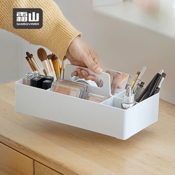 日本霜山 可層疊手提收納籃(附分隔板)