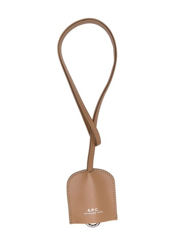 A.P.C. - logo-print keyring - men - Cotton/Calf Leather - One Size - Brown
