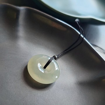 天然緬甸翡翠 | 冰糖雪梨黃・小平安扣吊墜 | 玉器頸鍊鎖骨鏈玉墜