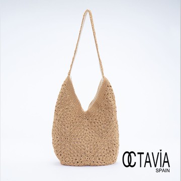 OCTAVIA8 -  亞碧斯 手工棉線編織蛋型休閒肩背包 - 歐草棕