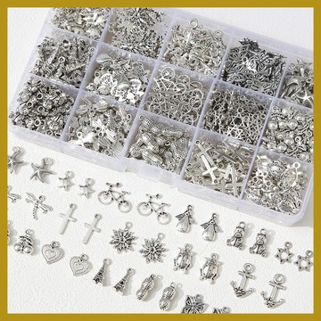 （5顆/包）y2k藏銀色閤金吊墜 小熊蝴蝶海星飾品配件 DIY手鏈項鏈配件 掛件 帶孔吊墜 飾品掛飾