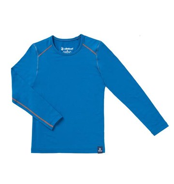 【【蘋果戶外】】荒野 W2670-46 土耳其藍 童 輕量鍺纖維親膚保暖衣 圓領保暖衣 彈性內衣 內搭透氣彈性衛生衣 Wildland