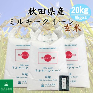 新米 令和5年産 米 お米 玄米 20kg (5kg×4袋) 秋田県産 ミルキークイーン 古代米30g付き