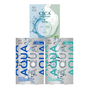 【我的心機】AQUA爆水面膜3件組(神經醯胺X1+積雪草X1+積雪草泡泡面膜X1)
