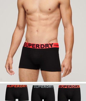 Superdry Men's Men's Organic Cotton Trunk Triple Pack Black / Black/orange - Size: L