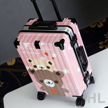 HL  行李箱女2021年新款學生密碼箱皮箱結實耐用鋁框拉桿箱登機旅行箱