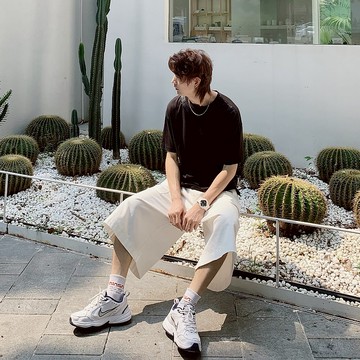 RLRM|寬松工裝短褲/闊腳七分褲/日系復古垂感低襠跨褲/男女同款