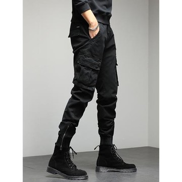 工裝褲子男春秋2025新款純棉潮牌束腳褲機能冬季加絨加厚休閑長褲