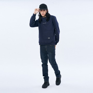 男裝 BASIC印花大學T長袖T恤-丈青 (560935) 【5th STREET】【APP下單天天10%回饋】 ★冬裝下殺 最高折426