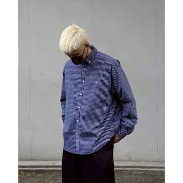【CDHD】日系格紋襯衫 長袖襯衫 側邊口袋 CITYBOY 復古 寬版落肩 圓弧下擺 休閒 正裝 SH013