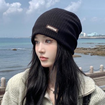 2025新款堆堆帽女春秋季產后月子帽百搭顯臉小針織毛線包頭冷帽子