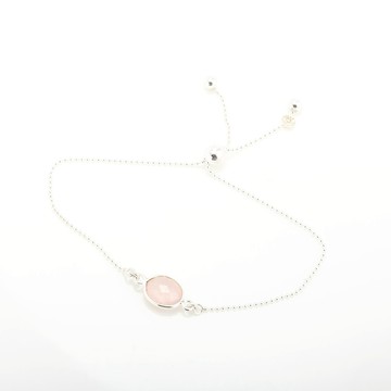 【Angel & Me】橢圓 粉晶 純銀 簡約 手鍊 生日 週年 情人節 禮物