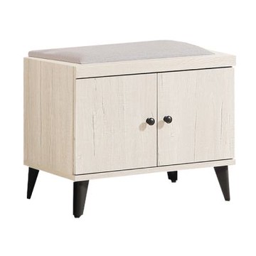 文創集 高利雅雙色2尺二門貓抓皮座鞋櫃-59x35x47cm免組