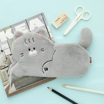 INS風軟萌貓咪毛絨多用途收納包 小灰貓