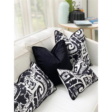漢尚家居 中國風黑白水墨沙發抱枕套靠墊套床頭靠包腰靠枕新中式