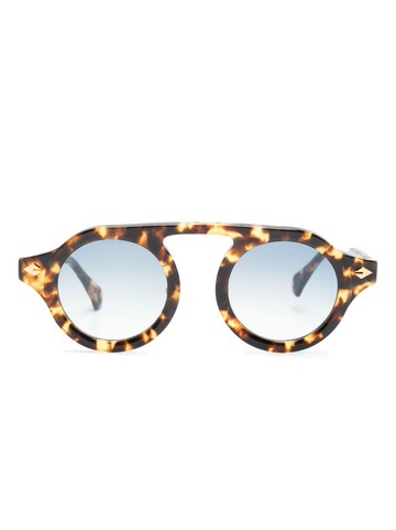 T Henri Eyewear - tortoiseshell-effect round-frame sunglasses - unisex - Acetate - One Size - Brown
